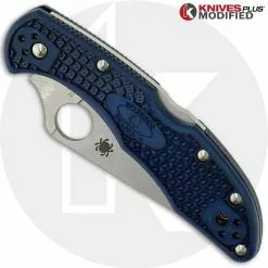 Spyderco Knives MODIFIED Spyderco Delica 4 - Youre My Boy Blue - Satin - Rit Dyed -Benchmade Knives Shop KP DELICA61 2 NEW CLOSED FRONT LOGO