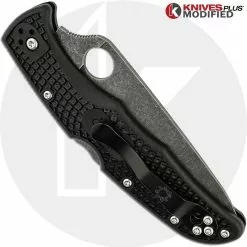 Spyderco Knives MODIFIED Spyderco Endura 4 - ACID WASH - Black Handle -Benchmade Knives Shop KP ENDURA 12 CLOSED BACK LOGO