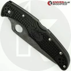 Spyderco Knives MODIFIED Spyderco Endura 4 - ACID WASH - Black Handle -Benchmade Knives Shop KP ENDURA 12 CLOSED FRONT LOGO