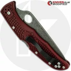Spyderco Knives MODIFIED Spyderco Endura 4 - The Ron Burgundy - Acid Wash - Rit Dyed Handle -Benchmade Knives Shop KP ENDURA7 NEW NEW CLOSED BACK LOGO