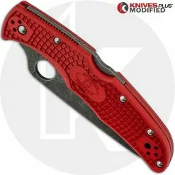 Spyderco Knives MODIFIED Spyderco Endura 4 - The Red Dragon - Acid Wash - Rit Dyed Handle -Benchmade Knives Shop KP ENDURA8 NEW NEW CLOSED FRONT LOGO