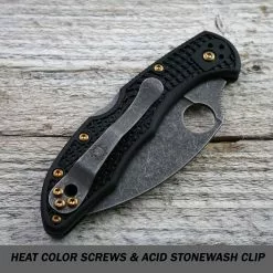 Spyderco Knives MODIFIED Spyderco Endura 4 - ACID WASH - Black Handle -Benchmade Knives Shop KP HEAT 3 2
