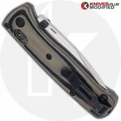Benchmade Knives MODIFIED Benchmade Mini Bugout 533 Knife + KP Contoured Black / Desert Tan G10 Scales + KP Black Thumbstud & Standoffs -Benchmade Knives Shop KP MINIBUGOUT CONTOUREDFDEG10 CLOSED BACK