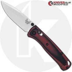 Benchmade Knives MODIFIED Benchmade Mini Bugout 533 Knife + KP Contoured Black / Red G10 Scales + KP Black Thumbstud & Standoffs