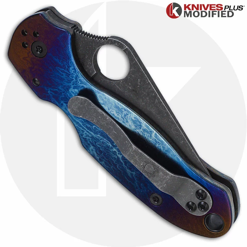 Spyderco Knives MODIFIED Spyderco Para 3 Knife With Acid Stonewash Blade + KP Super Nova Titanium Scales + All Black Hardware 6 Spyderco Knives MODIFIED Spyderco Para 3 Knife With Acid Stonewash Blade + KP Super Nova Titanium Scales + All Black Hardware - Image 6