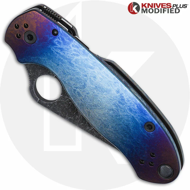 Spyderco Knives MODIFIED Spyderco Para 3 Knife With Acid Stonewash Blade + KP Super Nova Titanium Scales + All Black Hardware 5 Spyderco Knives MODIFIED Spyderco Para 3 Knife With Acid Stonewash Blade + KP Super Nova Titanium Scales + All Black Hardware - Image 5