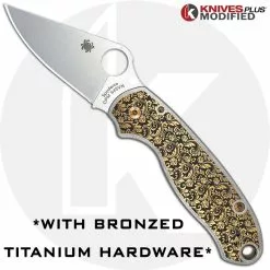 Spyderco Knives MODIFIED Spyderco Para 3 Knife + KP Titanium Floral Engraved Scales -Benchmade Knives Shop KP PARA3 20 TITANIUMHARDWARE