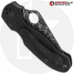 Spyderco Knives MODIFIED Spyderco Para 3 Knife - Black CPM S45VN Blade - Web Blade Engraving -Benchmade Knives Shop KP PARA3 21 CLOSED BACK