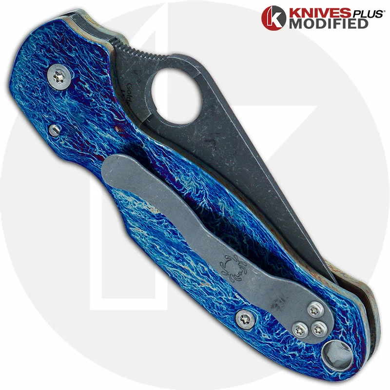 Spyderco Knives MODIFIED Spyderco Para 3 Knife With Acid Stonewash + KP Titanium Scales MAYHEM FINISH 3 Spyderco Knives MODIFIED Spyderco Para 3 Knife With Acid Stonewash + KP Titanium Scales MAYHEM FINISH - Image 3