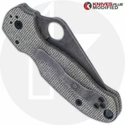 Spyderco Knives MODIFIED Spyderco Para 3 Knife With Acid Stonewash Blade + KP Dark Brown Micarta Scales + All Black Hardware 11 Spyderco Knives MODIFIED Spyderco Para 3 Knife With Acid Stonewash Blade + KP Dark Brown Micarta Scales + All Black Hardware -Benchmade Knives Shop KP PARA3 5 CLOSED BACK DRY