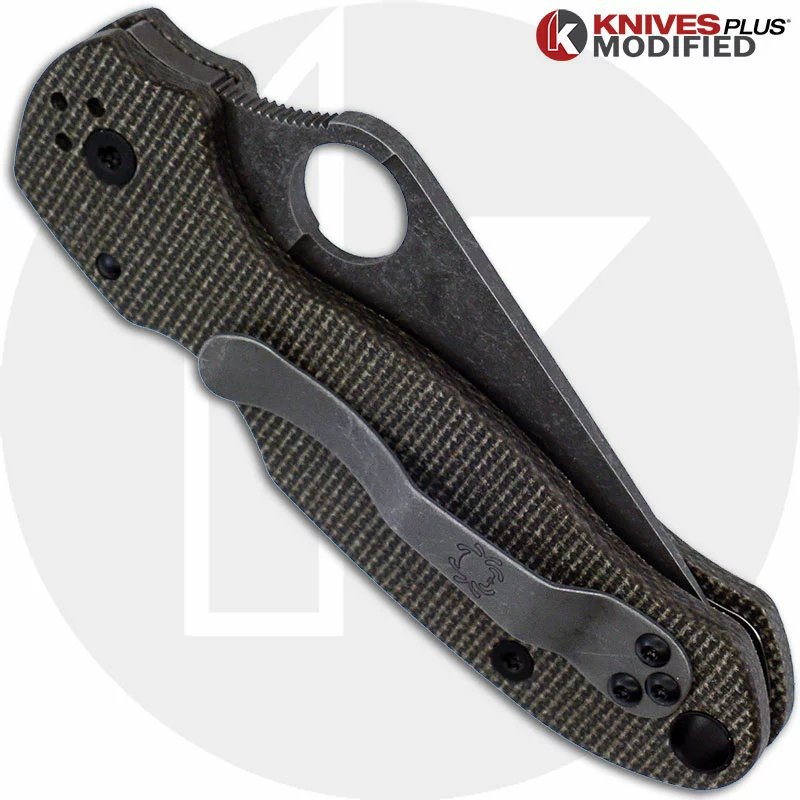Spyderco Knives MODIFIED Spyderco Para 3 Knife With Acid Stonewash Blade + KP Dark Brown Micarta Scales + All Black Hardware 3 Spyderco Knives MODIFIED Spyderco Para 3 Knife With Acid Stonewash Blade + KP Dark Brown Micarta Scales + All Black Hardware - Image 3