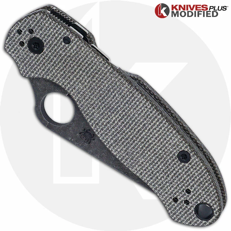 Spyderco Knives MODIFIED Spyderco Para 3 Knife With Acid Stonewash Blade + KP Dark Brown Micarta Scales + All Black Hardware 5 Spyderco Knives MODIFIED Spyderco Para 3 Knife With Acid Stonewash Blade + KP Dark Brown Micarta Scales + All Black Hardware - Image 5