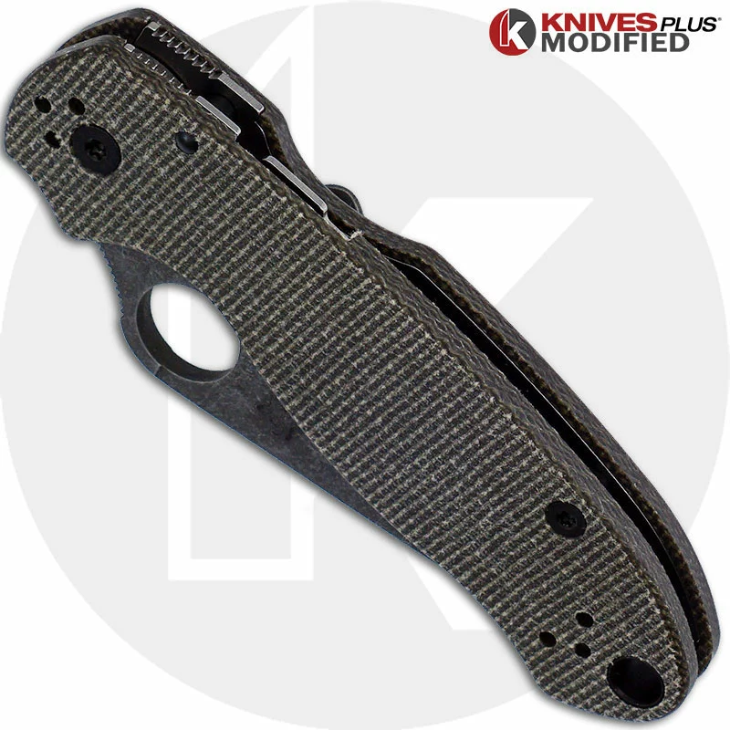 Spyderco Knives MODIFIED Spyderco Para 3 Knife With Acid Stonewash Blade + KP Dark Brown Micarta Scales + All Black Hardware 2 Spyderco Knives MODIFIED Spyderco Para 3 Knife With Acid Stonewash Blade + KP Dark Brown Micarta Scales + All Black Hardware - Image 2