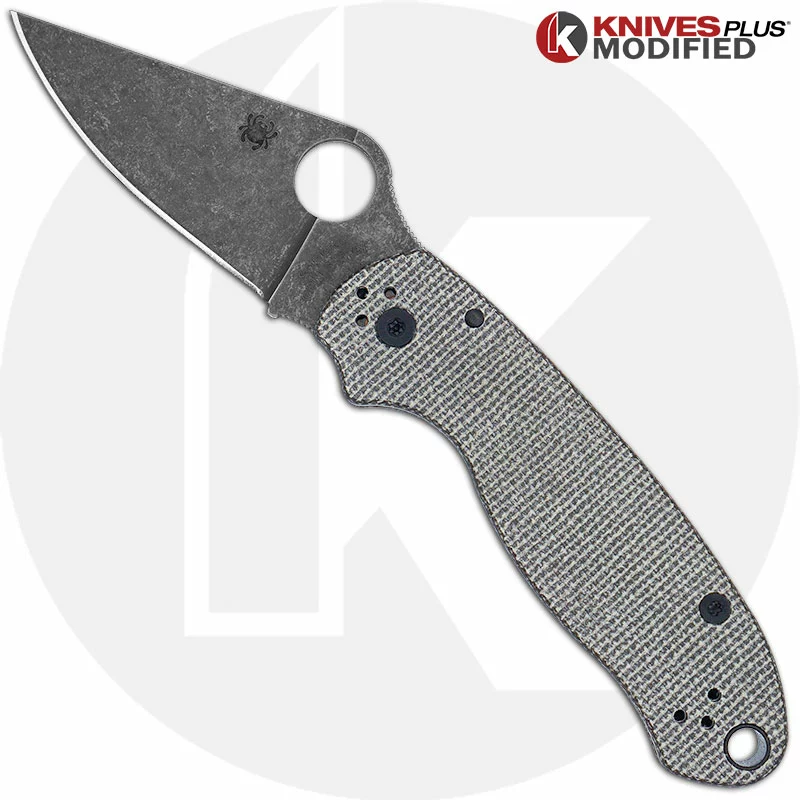 Spyderco Knives MODIFIED Spyderco Para 3 Knife With Acid Stonewash Blade + KP Dark Brown Micarta Scales + All Black Hardware 4 Spyderco Knives MODIFIED Spyderco Para 3 Knife With Acid Stonewash Blade + KP Dark Brown Micarta Scales + All Black Hardware - Image 4