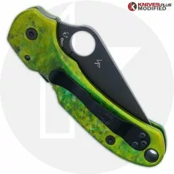 Spyderco Knives MODIFIED Spyderco Para 3 Black DLC Knife + AWT Agent SKINNY Custom Anodized Scales -Benchmade Knives Shop KP PARA3 AWT CUSTOM1 CLOSED BACK