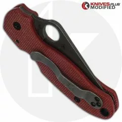 Spyderco Knives MODIFIED Spyderco Para 3 Knife With Acid Stonewash Blade + KP Red Linen Micarta Scales + All Black Hardware 5 Spyderco Knives MODIFIED Spyderco Para 3 Knife With Acid Stonewash Blade + KP Red Linen Micarta Scales + All Black Hardware -Benchmade Knives Shop KP PARA3 REDMICARTA CLOSED BACK