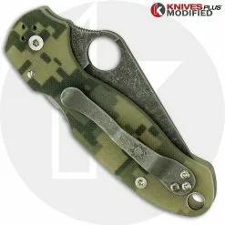 Spyderco Knives MODIFIED Spyderco Para 3 Knife ACID WASH Blade Camo G10 -Benchmade Knives Shop KP PARA31 2 NEW CLOSED BACK LOGO