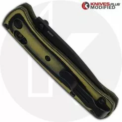 Benchmade Knives MODIFIED Benchmade Mini Bugout 533BK Knife + KP Contoured Black / Chrome Yellow G10 Scales -Benchmade Knives Shop KP YELLOWMINIBUGOUT CLOSED back