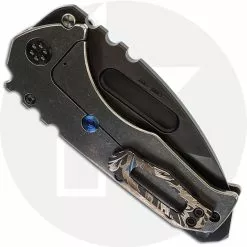 Medford Knife And Tool Medford Praetorian T - PVD S35VN Drop Point - Tumbled Titanium With Filigree Embellishment - Frame Lock Folder - PVD Breaker - USA Made -Benchmade Knives Shop MKT 012SPD 1 CLOSED BACK