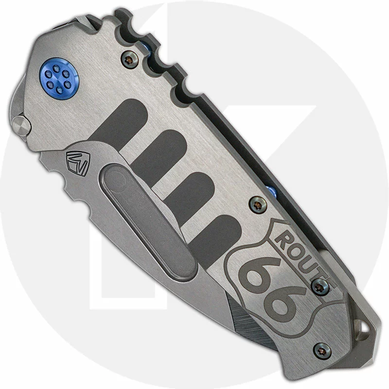 Medford Knife And Tool Medford Praetorian T - Tumbled S35VN Drop Point - Route 66 Ti - Frame Lock Folder - USA Made 2 Medford Knife And Tool Medford Praetorian T - Tumbled S35VN Drop Point - Route 66 Ti - Frame Lock Folder - USA Made - Image 2