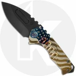 Medford Knife And Tool Medford Praetorian Genesis T - Tumbled PVD S35VN Drop Point - Bronze Ti American Flag Engraved Handle - Frame Lock Folder - USA Made