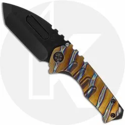Medford Knife And Tool Medford Praetorian Genesis T - PVD S35VN Tanto - Bronze Tiger Stripes Titanium Handle - Frame Lock Folder - USA Made