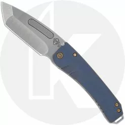 Medford Knife And Tool Medford Midi Marauder Knife - Tumbled S35VN Tanto - Dark Blue / Bronze Pin Stripe Ti - Frame Lock Folder - USA Made