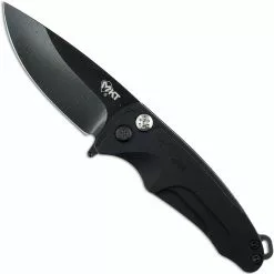 Medford Knife And Tool Medford Smooth Criminal Knife - Black PVD Drop Point - Flipper Knife - Black Aluminum - Black PVD Hardware - Plunge Lock Folder - USA Made
