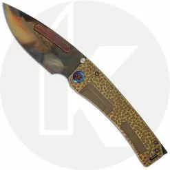 Medford Knife And Tool Medford Marauder-H Knife - Vulcan S35VN Drop Point - Gold / Bronze Hammered Titanium - Frame Lock Folder - USA Made