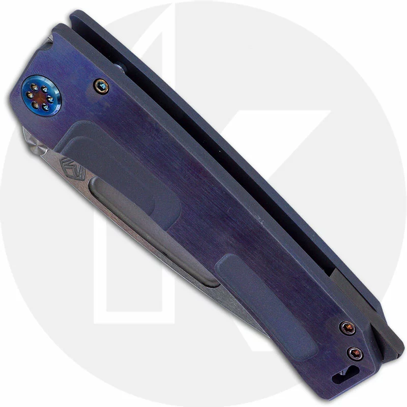 Medford Knife And Tool Medford Marauder-H Knife - CPM 3V Tanto - Bead Blast Blue Titanium - Frame Lock Folder - USA Made 2 Medford Knife And Tool Medford Marauder-H Knife - CPM 3V Tanto - Bead Blast Blue Titanium - Frame Lock Folder - USA Made - Image 2