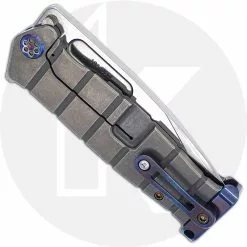 Medford Knife And Tool Medford USMC Fighter Flipper - Tumbled S35VN Drop Point - Flamed Titanium - Frame Lock Folder - USA Made -Benchmade Knives Shop MKT 204 STQ CLOSED BACK