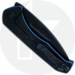 Medford Knife And Tool Medford Praetorian Slim - PVD S35VN Drop Point - Faced Galaxy Ti With Blue Pin Stripes - Frame Lock Folder - USA Made -Benchmade Knives Shop MKT 208SPD CLOSED BACK