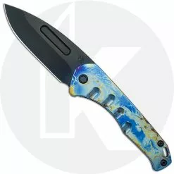 Medford Knife And Tool Medford Praetorian Slim - PVD S35VN Drop Point - Faced Galaxy Ti With Blue Pin Stripes - Frame Lock Folder - USA Made