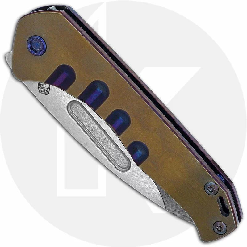 Medford Knife And Tool Medford Praetorian Slim - Tumbled S35VN Drop Point - Violet / Bronze Ti - Frame Lock Folder - USA Made 2 Medford Knife And Tool Medford Praetorian Slim - Tumbled S35VN Drop Point - Violet / Bronze Ti - Frame Lock Folder - USA Made - Image 2