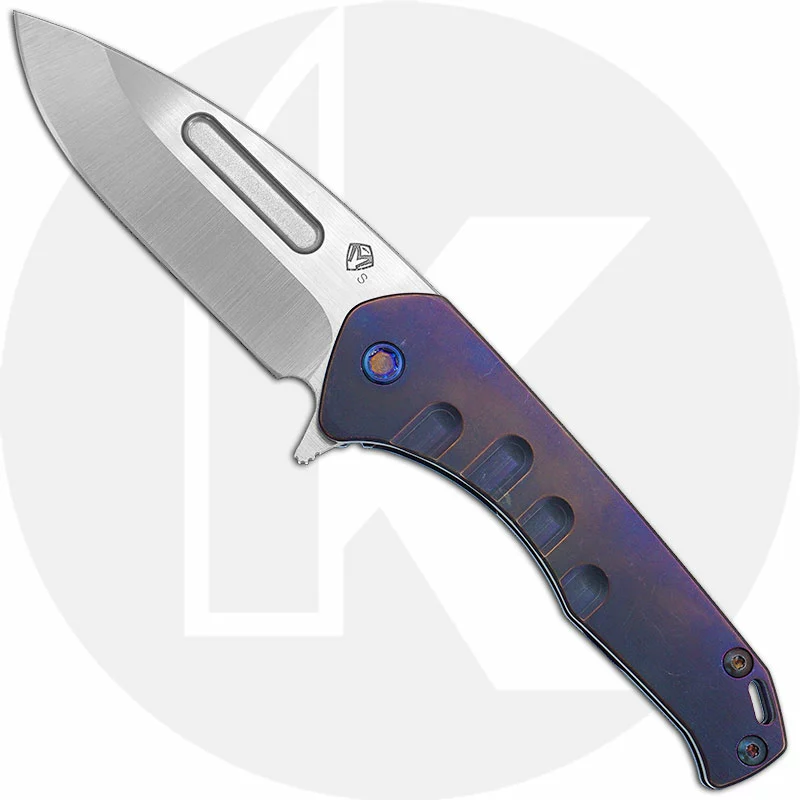 Medford Knife And Tool Medford Praetorian Slim Flipper - Satin S35VN Drop Point - Violet Ti - Frame Lock Folder - USA Made 1 Medford Knife And Tool Medford Praetorian Slim Flipper - Satin S35VN Drop Point - Violet Ti - Frame Lock Folder - USA Made