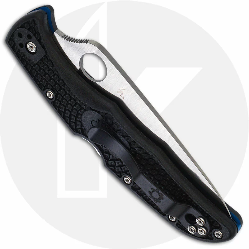Spyderco Knives Spyderco Endura 4 Lightweight - C10FPSBKBL - Thin Blue Line - Part Serrated - Black / Blue FRN 3 Spyderco Knives Spyderco Endura 4 Lightweight - C10FPSBKBL - Thin Blue Line - Part Serrated - Black / Blue FRN - Image 3