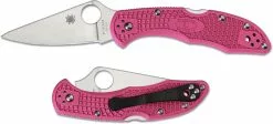 Spyderco Knives Spyderco Delica 4 Lightweight Knife - C11FPPNS30V - Satin S30V Drop Point - Pink FRN - Lock Back -Benchmade Knives Shop SP C11FPPNS30V