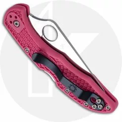 Spyderco Knives Spyderco Delica 4 Lightweight Knife - C11FPPNS30V - Satin S30V Drop Point - Pink FRN - Lock Back -Benchmade Knives Shop SP C11FPPNS30V CLOSED back