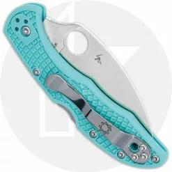 Spyderco Knives Spyderco Delica 4 Wharncliffe C11FPWCTL - S30V Wharncliffe - Tantalizing Teal - MGE Exclusive -Benchmade Knives Shop SP C11FPWCTL CLOSED BACK