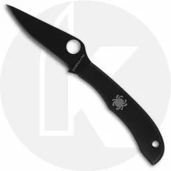 Spyderco Knives Spyderco Honeybee Slip Joint Knife - C137BKP - Black 3Cr13 Drop Point - Black Stainless Steel - Key Ring Hole