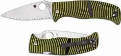 Spyderco Knives Spyderco C217GS Caribbean Rust Proof Serrated Leaf Blade Yellow And Black G10 Compression Lock Folder -Benchmade Knives Shop SP C217GS