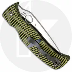 Spyderco Knives Spyderco C217GS Caribbean Rust Proof Serrated Leaf Blade Yellow And Black G10 Compression Lock Folder -Benchmade Knives Shop SP C217GS CLOSED BACK