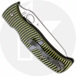 Spyderco Knives Spyderco C217GSSF Caribbean Rust Proof Serrated Sheepfoot Blade Yellow And Black G10 Compression Lock Folder -Benchmade Knives Shop SP C217GSSF OPEN BACK