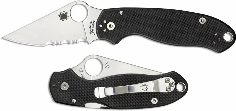 Spyderco Knives Spyderco C223GPS Para 3, Part Serrated Compression Lock Black G-10 Folding Knife 1 Spyderco Knives Spyderco C223GPS Para 3, Part Serrated Compression Lock Black G-10 Folding Knife