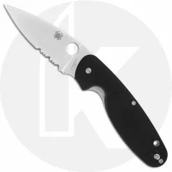 Spyderco Knives Spyderco C245GPS Emphasis Knife - 3.61 Inch Part Serrated Drop Point - Black G10 - Liner Lock