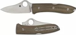 Spyderco Knives Spyderco SpyOpera Knife C255CMP - M390 Drop Point - Brown Canvas Micarta - Lock Back -Benchmade Knives Shop SP C255CMP