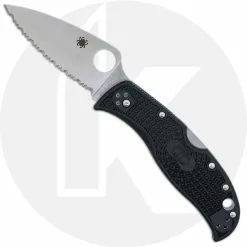 Spyderco Knives Spyderco LeafJumper Knife - C262SBK - Serrated VG-10 Leaf Shape Blade - Black FRN - Lock Back
