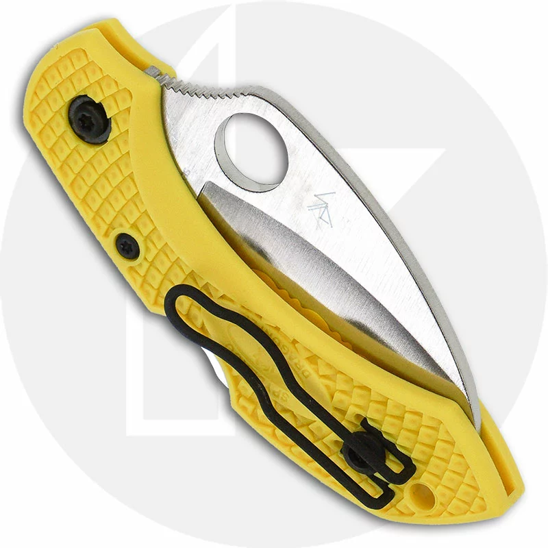 Spyderco Knives Spyderco C28SYL2HB Dragonfly 2 Salt Hawkbill Knife Serrated Rust Free Blade Yellow FRN Handle 3 Spyderco Knives Spyderco C28SYL2HB Dragonfly 2 Salt Hawkbill Knife Serrated Rust Free Blade Yellow FRN Handle - Image 3