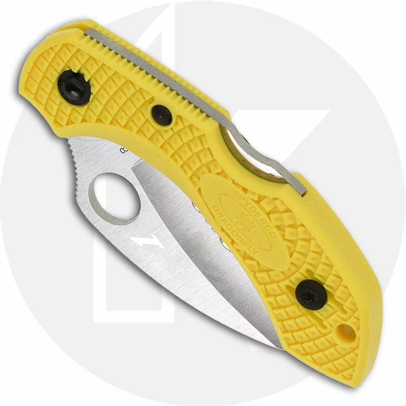 Spyderco Knives Spyderco C28SYL2HB Dragonfly 2 Salt Hawkbill Knife Serrated Rust Free Blade Yellow FRN Handle 2 Spyderco Knives Spyderco C28SYL2HB Dragonfly 2 Salt Hawkbill Knife Serrated Rust Free Blade Yellow FRN Handle - Image 2