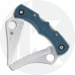 Spyderco Knives Spyderco Dyad Jr C39P&SBG - 2011 Sprint Run - Clip Blade And Serrated Sheepfoot Blade - Blue Gray FRN - Discontinued Item - Serial # - BNIB - Japan Made